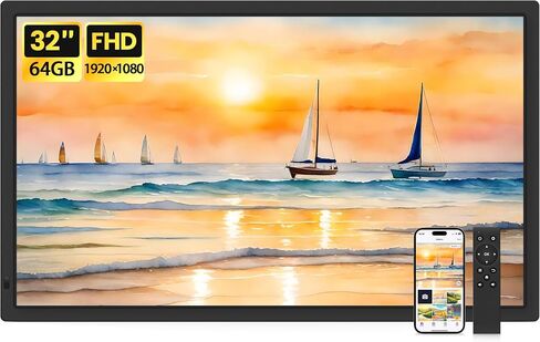 Uhale 21.5 Inch Large Digital Picture Frame WiFi with Remote Control, 1920 x 1080 FHD IPS No Touch Screen Electronic Photo Frames with 64GB, Support SD USB, Share Photos Videos Instantly in Saudi Arabia