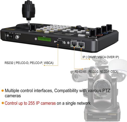 IP & Serial PTZ-Camera-Controller PoE NDI PTZ Controller Keyboard with 4D Joystick for Live Streaming, PTZ Network Keyboard Visca PELCO D/P RS232 RS485 LCD Screen PKC3000 in Saudi Arabia