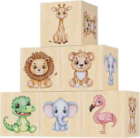 6PCS Safari Nursery Decor for Girls and Boys, Woodland Animal Nursery Decorations with Animal Themed, Wooden Flamingo Decor, Cute and Lovely Room Decor for Baby Nursery in Saudi Arabia