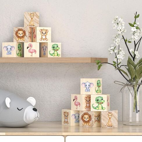 6PCS Safari Nursery Decor for Girls and Boys, Woodland Animal Nursery Decorations with Animal Themed, Wooden Flamingo Decor, Cute and Lovely Room Decor for Baby Nursery in Saudi Arabia