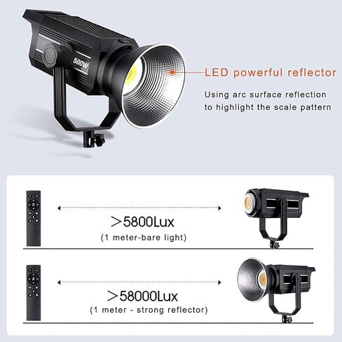Cob Continuous Lighting, Bi-Color Led Video Light 2800-6800k with Remote, CRI 96+ 97+ Tlci and 58000lux/m, 500w and Dimmable, Simple Mounted, for Photography, Video Recording in Saudi Arabia