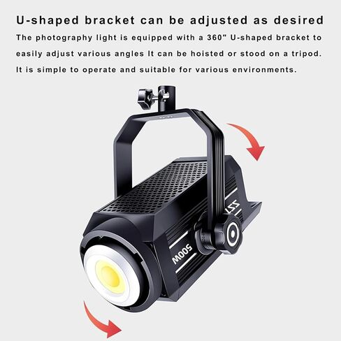 Cob Continuous Lighting, Bi-Color Led Video Light 2800-6800k with Remote, CRI 96+ 97+ Tlci and 58000lux/m, 500w and Dimmable, Simple Mounted, for Photography, Video Recording in Saudi Arabia