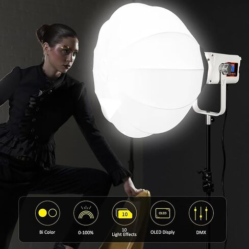 Bi-Color Led Video Light, 300w Cob Continuous Lighting, 2700k–6500k and CRI 98+ Tlci 99+, 30,000lm Ultra-high Brightness and Durable Body, for Video Recording, Photography Studio Grey in Saudi Arabia