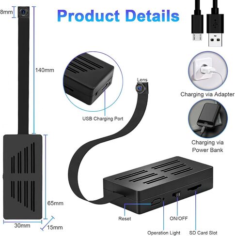 1080P DIY Mini Video Security Camera with Motion Detection, Portable Nanny Cam for Home Indoor Outdoor (with 32GB) in Kuwait