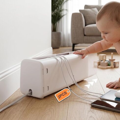 Power Strip Cover Box, Baby Proof Surge Protector Cover, Large Cable Management Box for Cords & Cables, Childproof Electrical Safety for Toddlers(2 Pack) in Kuwait