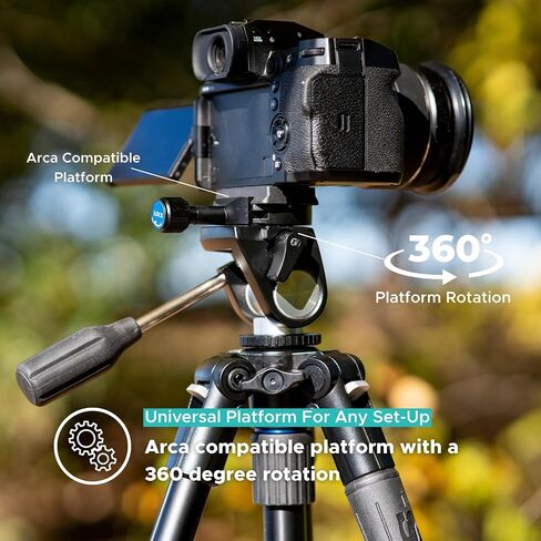 SLIK SH-707AC Arca Compatible Multi-Action Pan Head (618-007) Single Handle 3-Axis Control, Independent Low Profile Pan lever, weighs 1lb, supports 15lbs, Excellent for Photography and Spotting Scopes in Saudi Arabia