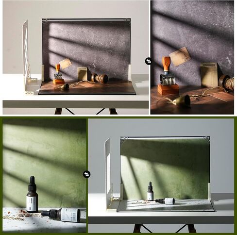 Product & Food Photography Backdrop Kit, 10 Sheets, 20 Patterns | 4 Shadow Boards, Double-Sided Waterproof Matte Paper, T-Stands, Clamps and Carry Bag for Jewelry, Cosmetics and Ugc Shoots in Saudi Arabia
