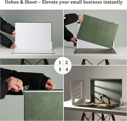 Product & Food Photography Backdrop Kit, 10 Sheets, 20 Patterns | 4 Shadow Boards, Double-Sided Waterproof Matte Paper, T-Stands, Clamps and Carry Bag for Jewelry, Cosmetics and Ugc Shoots in Saudi Arabia