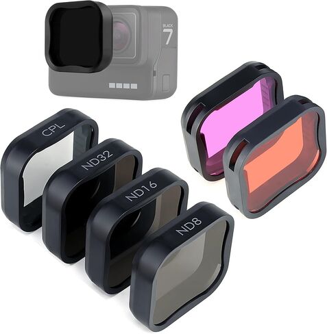 GEPULY ND CPL Filter Light Red Magenta Filters for GoPro Hero 7 6 5 Black | ND8 ND16 ND32 Neutral Density Circular Polarizer Color Correction Multi-Coated Light Control Snorkeling Go Pro Accessories in Saudi Arabia