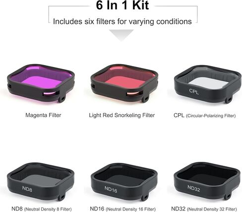 GEPULY ND CPL Filter Light Red Magenta Filters for GoPro Hero 7 6 5 Black | ND8 ND16 ND32 Neutral Density Circular Polarizer Color Correction Multi-Coated Light Control Snorkeling Go Pro Accessories in Saudi Arabia