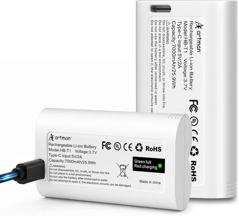 عبوتان من البطاريات لكاميرا Wyze Battery Cam Pro، وجرس باب كاميرا ثنائي لاسلكي، وقفل راحة اليد | بطارية خارجية قابلة لإعادة الشحن بقدرة 7000 مللي أمبير في الساعة بديلة لكاميرا Wyze Doorbell Cam Pro مع منفذ USB-C WBAT1 WBAT2 in Kuwait
