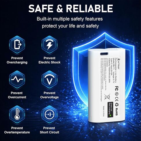 عبوتان من البطاريات لكاميرا Wyze Battery Cam Pro، وجرس باب كاميرا ثنائي لاسلكي، وقفل راحة اليد | بطارية خارجية قابلة لإعادة الشحن بقدرة 7000 مللي أمبير في الساعة بديلة لكاميرا Wyze Doorbell Cam Pro مع منفذ USB-C WBAT1 WBAT2 in Kuwait