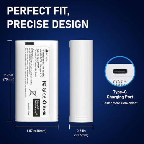 عبوتان من البطاريات لكاميرا Wyze Battery Cam Pro، وجرس باب كاميرا ثنائي لاسلكي، وقفل راحة اليد | بطارية خارجية قابلة لإعادة الشحن بقدرة 7000 مللي أمبير في الساعة بديلة لكاميرا Wyze Doorbell Cam Pro مع منفذ USB-C WBAT1 WBAT2 in Kuwait