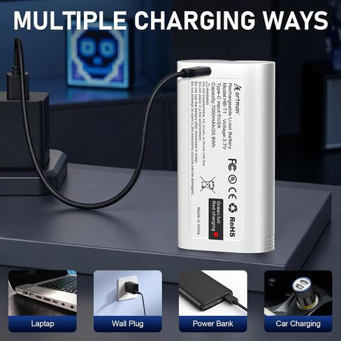 عبوتان من البطاريات لكاميرا Wyze Battery Cam Pro، وجرس باب كاميرا ثنائي لاسلكي، وقفل راحة اليد | بطارية خارجية قابلة لإعادة الشحن بقدرة 7000 مللي أمبير في الساعة بديلة لكاميرا Wyze Doorbell Cam Pro مع منفذ USB-C WBAT1 WBAT2 in Kuwait