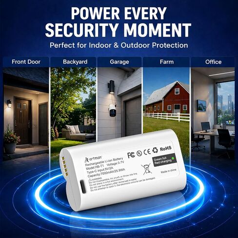 عبوتان من البطاريات لكاميرا Wyze Battery Cam Pro، وجرس باب كاميرا ثنائي لاسلكي، وقفل راحة اليد | بطارية خارجية قابلة لإعادة الشحن بقدرة 7000 مللي أمبير في الساعة بديلة لكاميرا Wyze Doorbell Cam Pro مع منفذ USB-C WBAT1 WBAT2 in Kuwait