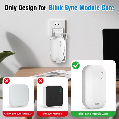Outlet Wall Mount for Blink Sync Module Core, Space Saving, No Messy Wires | No-Drilling Wall Mount Bracket for Blink Outdoor/Indoor Security Camera,with Short Cable(Sync Module Core Not Included) in Kuwait