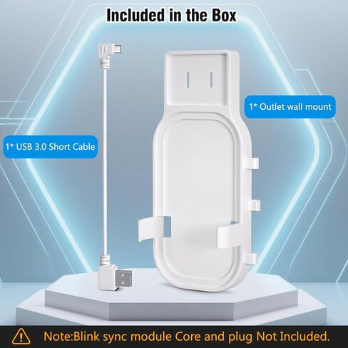 Outlet Wall Mount for Blink Sync Module Core, Space Saving, No Messy Wires | No-Drilling Wall Mount Bracket for Blink Outdoor/Indoor Security Camera,with Short Cable(Sync Module Core Not Included) in Kuwait