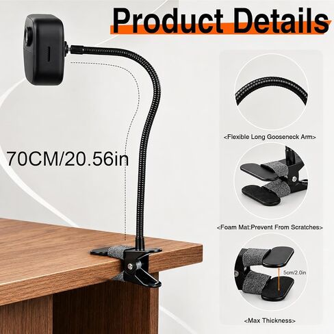 2 Pack Flexible Clip Clamp Camera Mount Compatible with Blink Outdoor 4/2K+/(3rd Gen) XT3, Blink XT2/XT/Mini, 8" Gooseneck Arm with 360° Adjustment, Sturdy Clamp, No Tools, Anti-Scratch in Kuwait