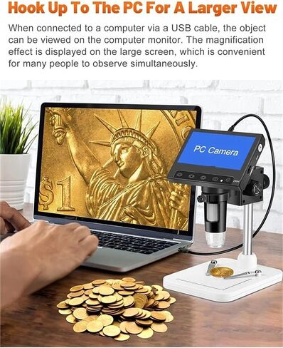 Microscope, Microscope, 4.3 Inch Digital Scope 1000x Video with 8 Adjustable LED Lights PC View for Adults Soldering Dropshipping,for Homeschool Lab in Saudi Arabia