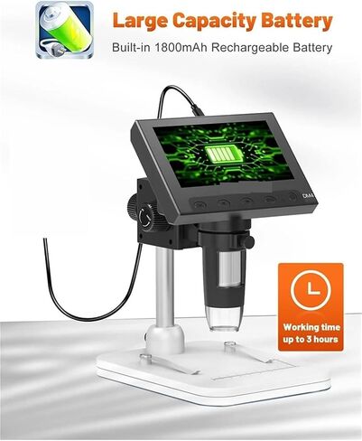 Microscope, Microscope, 4.3 Inch Digital Scope 1000x Video with 8 Adjustable LED Lights PC View for Adults Soldering Dropshipping,for Homeschool Lab in Saudi Arabia