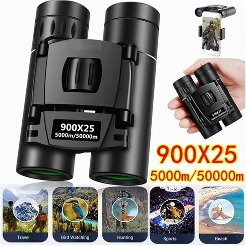 Binoculars. 900X25 Portable Hd Zoom Binoculars Telescope Portable Compact Telescope for Outdoor Hunting Camping Travel Use Bird Watching(900x25-Set) in Saudi Arabia