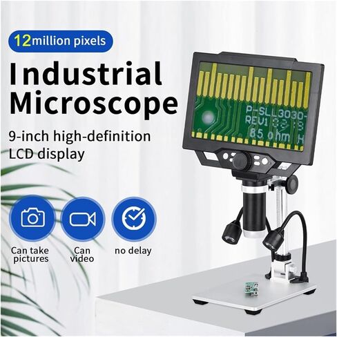 Microscope, Microscope Dill 12MP 9-inch LCD 1-1600X Continuous Magnification Photo Video Playback Mode,for Homeschool Lab in Saudi Arabia