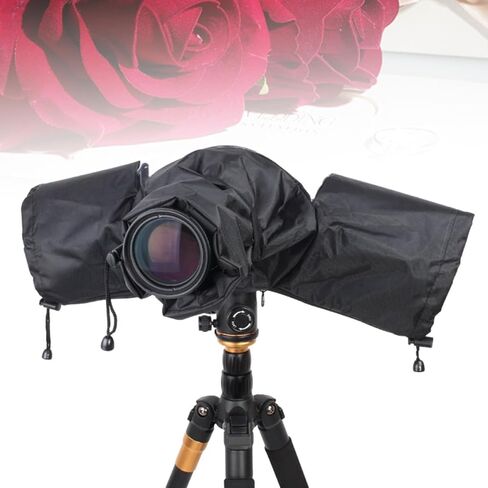 Lens Rain Cover Camera Protective Cover for DSLR with Elastic Adjusting Rope, Made of Nylon and Plastic, for Rainy Season Outdoor Photography in Kuwait