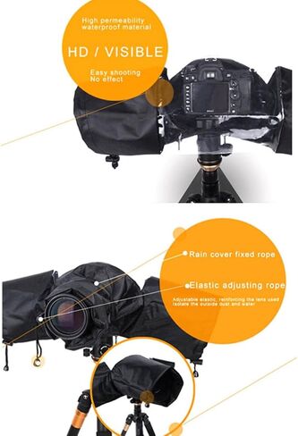 Lens Rain Cover Camera Protective Cover for DSLR with Elastic Adjusting Rope, Made of Nylon and Plastic, for Rainy Season Outdoor Photography in Kuwait