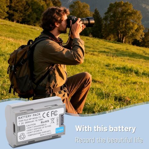 2 Pack 2600mAh Replacement USB-C Battery for Fujifilm NP-W235, 2.5H Fully Charged, for Fuji X-T5, X-T4, GFX100S, for Fujifilm X-T5, X-T4, X-H2S, X-H2, GFX100 II, GFX50S II, VG-XT4, X-S20 in Kuwait