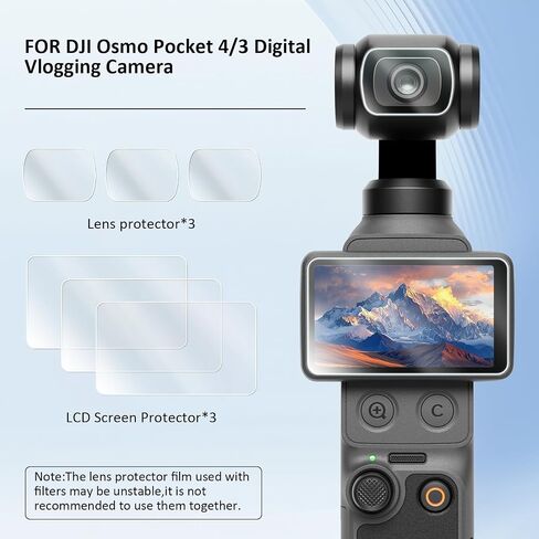 kinokoo Screen Protector for DJI Osmo Pocket 4/3 Vlogging Camera,Lens protector for DJI Osmo Pocket 4/3 Accessories, 0.25mm 9H Tempered Glass, Easy to Install,Ultra HD,Scratch Resistant[3+3Pack] in Kuwait