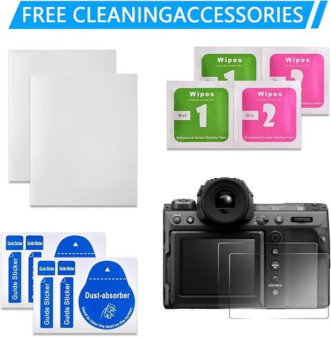 2PCS Screen Protector Compatible with Fujifilm GFX100II GFX100 II, Crystal Clear 9H Hardness Tempered Glass Film, Digital Camera Accessories, Anti-scratch Anti-Finger Print in Saudi Arabia