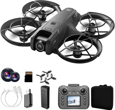 Hobby Mini FPV Remote Control Quadcopter with Display Screen & Dual Cameras, Equipped with 360° Propeller Guard, Optical Flow Positioning, Brushless Motor, One Key Takeoff and Landing, Headless Mode, Fixed-Point Hover and LED Light; Comes with Standard Lo in Saudi Arabia