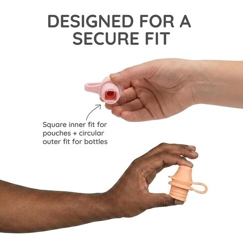 KiddiKap Pouch Topper, Silicone Spout Cap, 2 Pack, Peach Pink, Reusable | For Applesauce, Yogurt and Smoothie Pouches, Spill Resistant, Dishwasher Safe, Ages 12 Months+ in Saudi Arabia