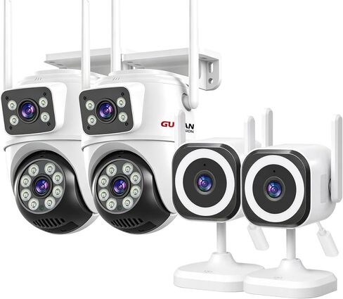 Dual Lens Security Camera Outdoor, 6MP 5GHz WiFi Camera for Home Security | Outside Camera,5G/2.4G Wifi, 135° Wide-Angle + 355° Pan 90° Tilt, Human Track, Color Night Vision, 2-Way Audio, Plug in Wired in Saudi Arabia