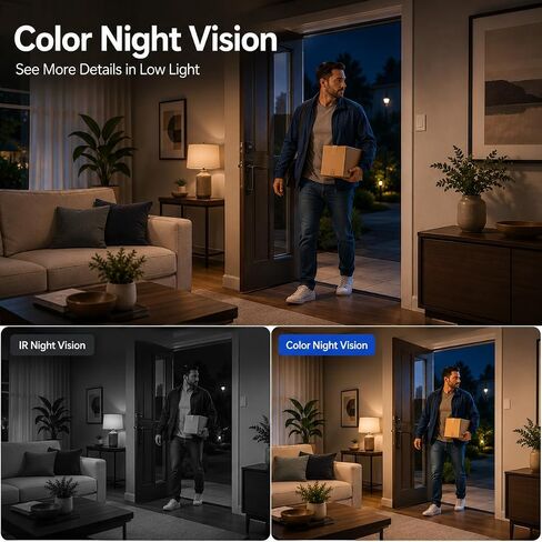 Dual Lens Security Camera Outdoor, 6MP 5GHz WiFi Camera for Home Security | Outside Camera,5G/2.4G Wifi, 135° Wide-Angle + 355° Pan 90° Tilt, Human Track, Color Night Vision, 2-Way Audio, Plug in Wired in Saudi Arabia