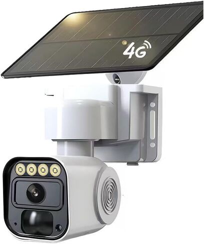 Wireless Outdoor Security Camera with Solar Panel Base,Solar-Powered Camera,Wireless 4G LTE Cellular Network,Mobile app Control,Automatic Human Detection,SD/Cloud Storage,Color Night Vision in Kuwait