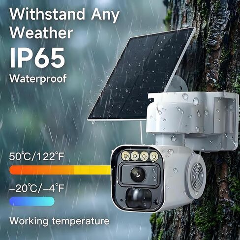 Wireless Outdoor Security Camera with Solar Panel Base,Solar-Powered Camera,Wireless 4G LTE Cellular Network,Mobile app Control,Automatic Human Detection,SD/Cloud Storage,Color Night Vision in Kuwait