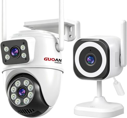 Dual Lens Security Camera Outdoor, 6MP 5GHz WiFi Camera for Home Security | Outside Camera,5G/2.4G Wifi, 135° Wide-Angle + 355° Pan 90° Tilt, Human Track, Color Night Vision, 2-Way Audio, Plug in Wired in Saudi Arabia