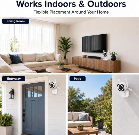 Dual Lens Security Camera Outdoor, 6MP 5GHz WiFi Camera for Home Security | Outside Camera,5G/2.4G Wifi, 135° Wide-Angle + 355° Pan 90° Tilt, Human Track, Color Night Vision, 2-Way Audio, Plug in Wired in Saudi Arabia