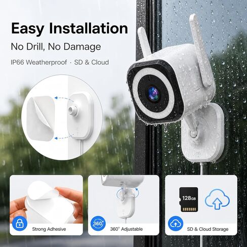 Dual Lens Security Camera Outdoor, 6MP 5GHz WiFi Camera for Home Security | Outside Camera,5G/2.4G Wifi, 135° Wide-Angle + 355° Pan 90° Tilt, Human Track, Color Night Vision, 2-Way Audio, Plug in Wired in Saudi Arabia