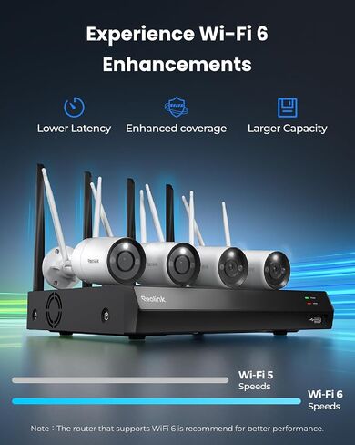نظام كاميرا أمان REOLINK 4K WiFi مع 4 كاميرات وحزمة مفاتيح PoE، RLK12-800WB4 + RLA-PS1، رؤية ليلية ملونة بدقة 8 ميجابكسل، كشف ذكي، تسجيل 24/7، طاقة PoE 120 وات، تخزين محلي in Kuwait
