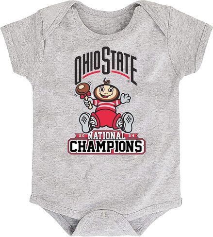 Ohio State Buckeye Officially Licensed 100% Cotton Short Sleeve Baby Brutus National Champions Bodysuit-Gray in Saudi Arabia