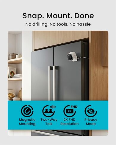 youkey Mini Magnetic Indoor Camera, 2K Plug-in Home Security Camera | 24/7 Recording, 2-Way Audio, Siren, Night Vision, No Subscription Local Storage, Works with Alexa & Google, for Baby & Pet in Kuwait