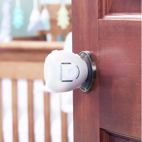 Toddleroo by North States Door Knob Covers for Baby Proofing: Child Proof Door Knob Safety Cover for Kids; 2-Pack, White in Kuwait