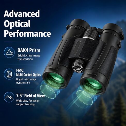 10x42 Binoculars for Adults, BAK4 Prism, FMC Multi-Coated Optics, Waterproof, Lens Binocular for Bird Watching, Hunting, Travel, Sports, Cruise, Watch the Game with Carrying Bag(No. 4) in Saudi Arabia