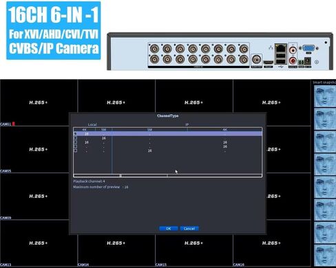 16 Channel Penta-Brid 8MP DVR, Support 16CH CVI/TVI/AHD/Analog up to 8MP, 16CH Additional IP up 8MP, 2 SATA HDD Slot, HDMI/VGA Output Digital Video Recorder 2000GB HDD Installed in Saudi Arabia