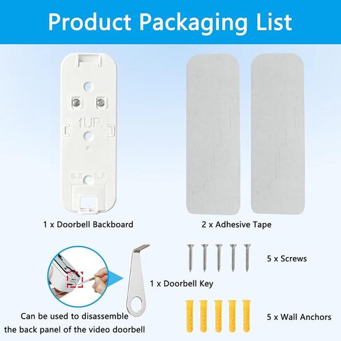 Replacement Backplate Compatible with Blink 2nd Gen Doorbell | No-Drill Adhesive Doorbell Backplate Equipped With Removal Key, Replacement Mounting Plate for Apartments & Homes in Saudi Arabia