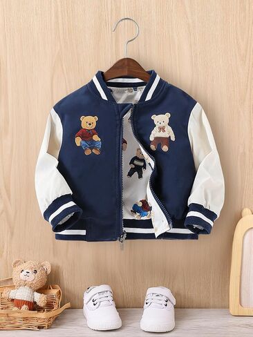 Baby Boys Reversible Baseball Jacket Varsity Bomber for Toddler 6M-3T | Zipper Outwear, Jackets Coat, Spring Fall Clothes Outerwear in Saudi Arabia