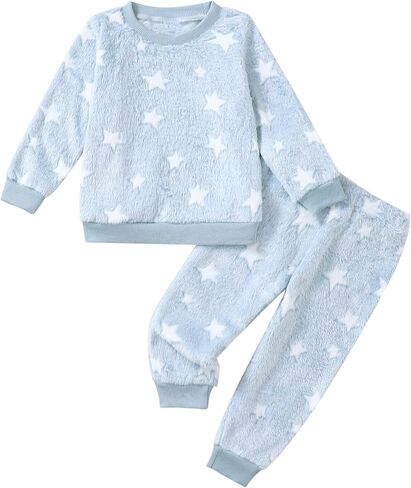 Jecson Toddler Boy Clothes Fleece Outfits Baby Boys' Clothing Sets 12M-4Y | Thick Flannel Fleece Toddler Boy Clothes Set with Long Sleeves And Cozy Pants, Ideal for Chilly Days, Playtime, and Lounging. in Saudi Arabia