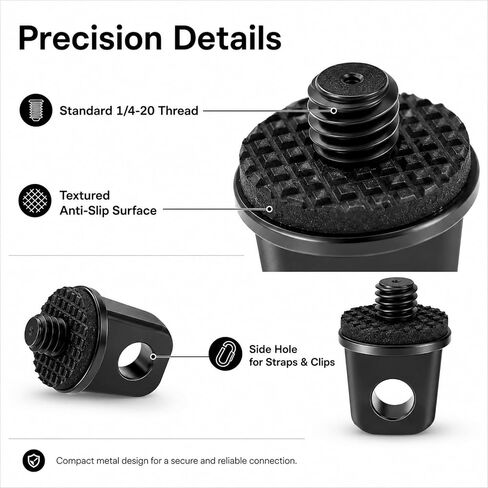 2 Pcs 1/4"-20 Holder Camera Fixing Screw Camera Neck Strap Screw Quick Install Metal Screws Connecting Adapters with Rubber Padded for Tripod DSLR Cameras Shoulder Straps Wrist Straps Selfie Sticks in Saudi Arabia